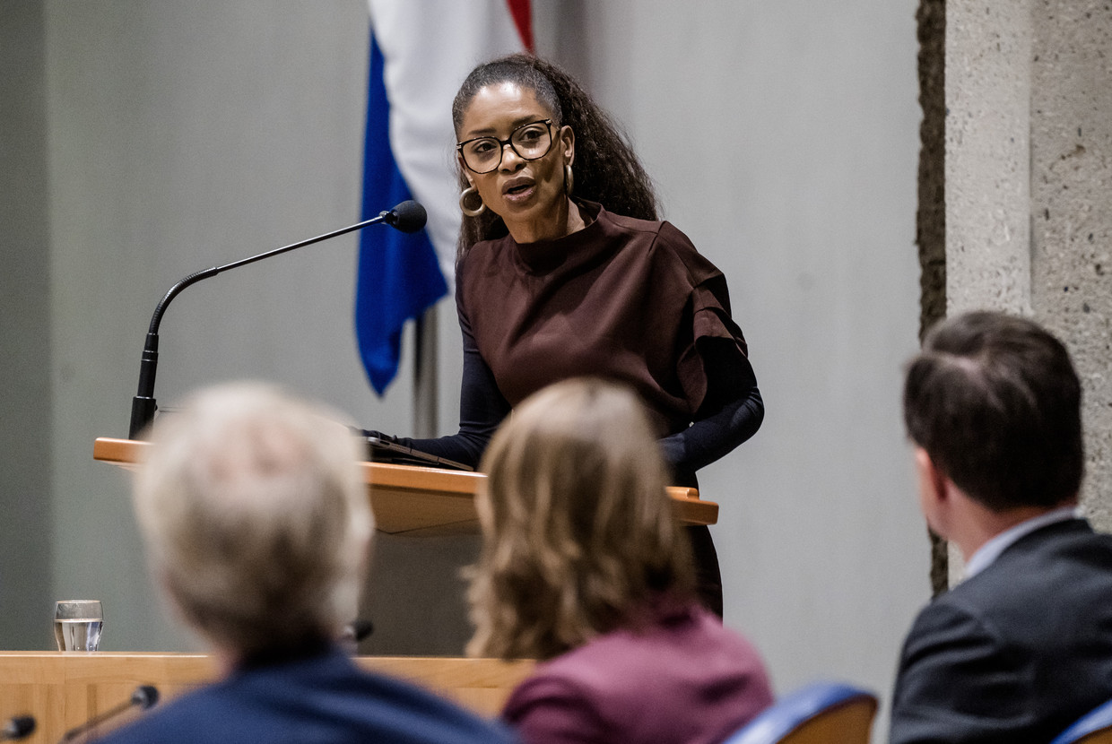 Sylvana Simons begin dit jaar tijdens een Kamerdebat over excuses voor het Nederlandse slavernijverleden. Beeld Bart Maat/ANP